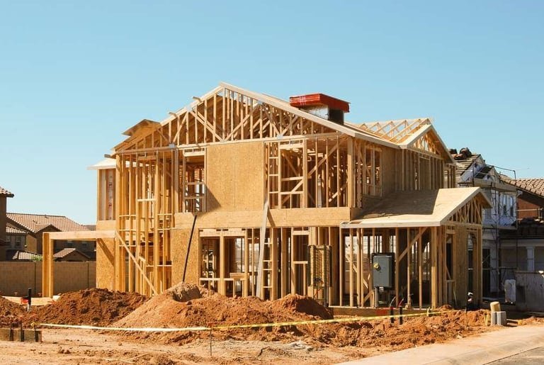 Wood-frame house under construction
